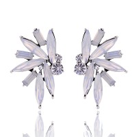 Opal White Elegant Crystal Wings Stud Earrings
